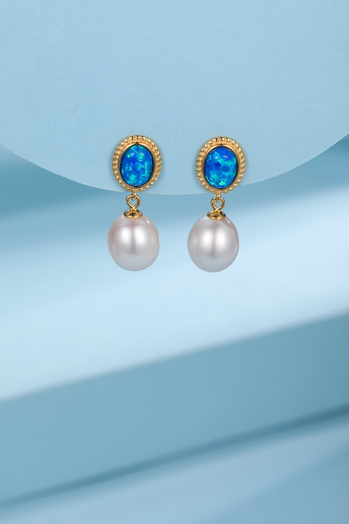 8-9mm Opal &  Freshwater Drop Pearl Earrings