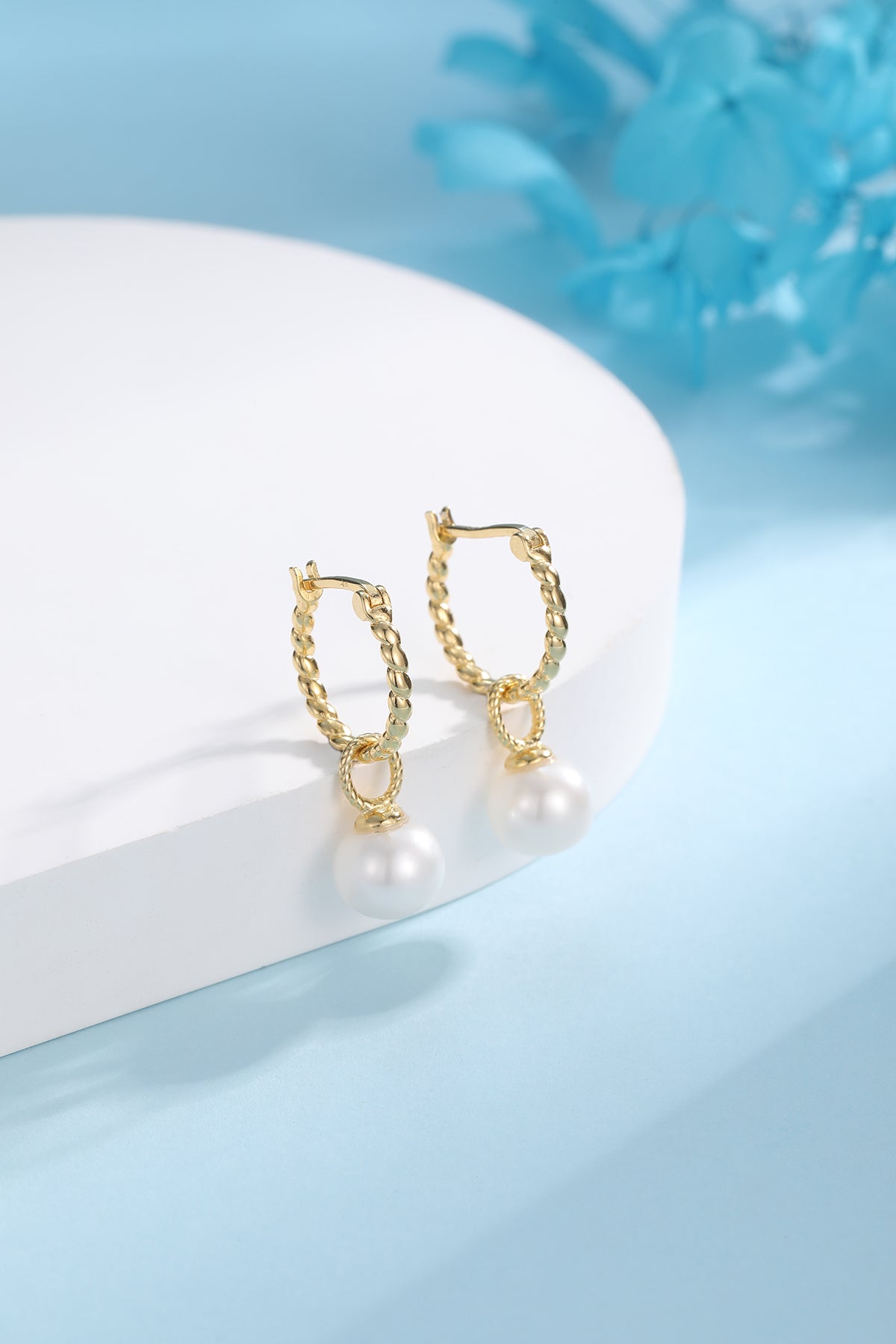 8-9mm Freshwater Pearl & Twist Hoop Detachable Earrings