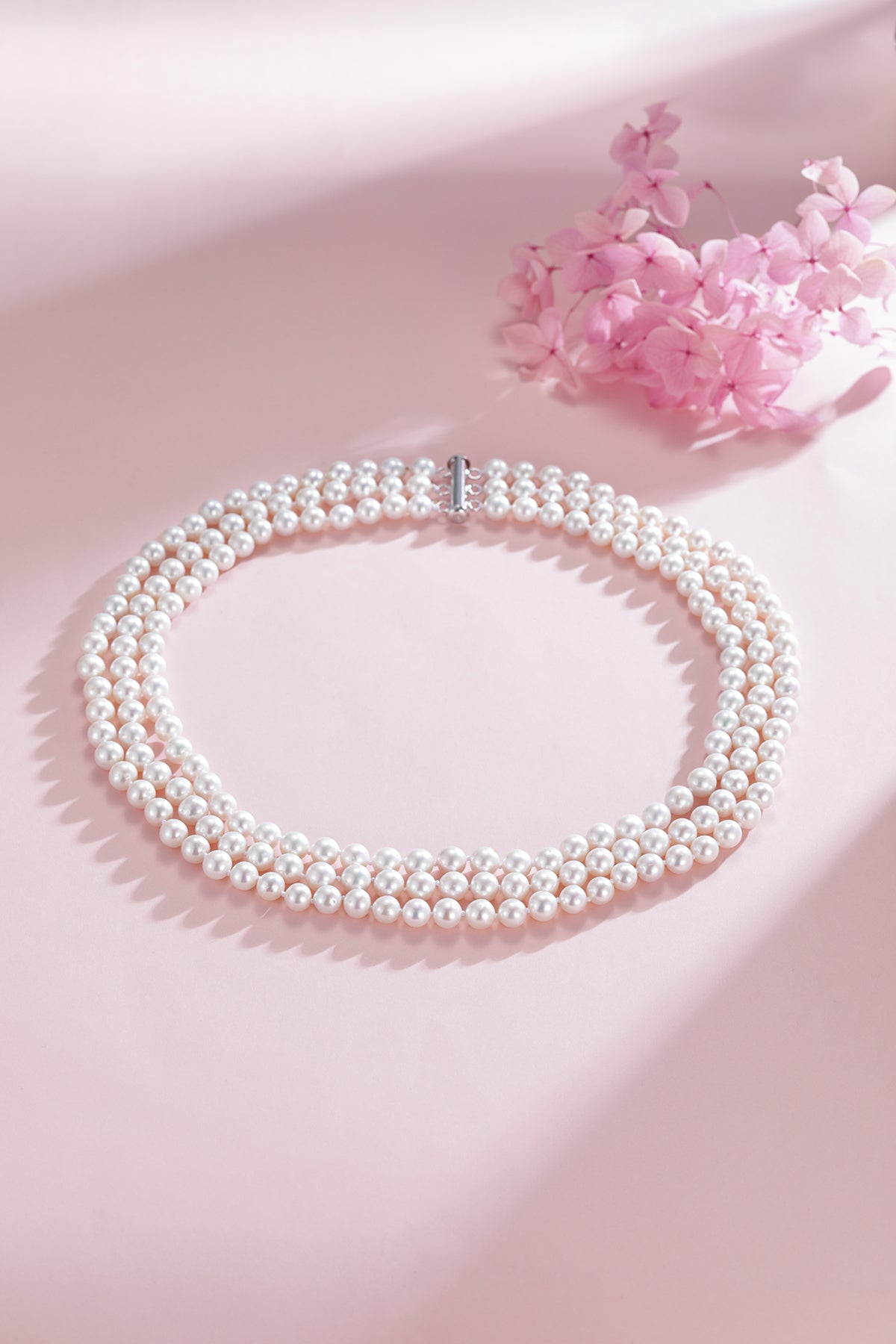 6-7mm Triple Strand Freshwater Pearls Bracelet Necklace Set(Purchase Individually)