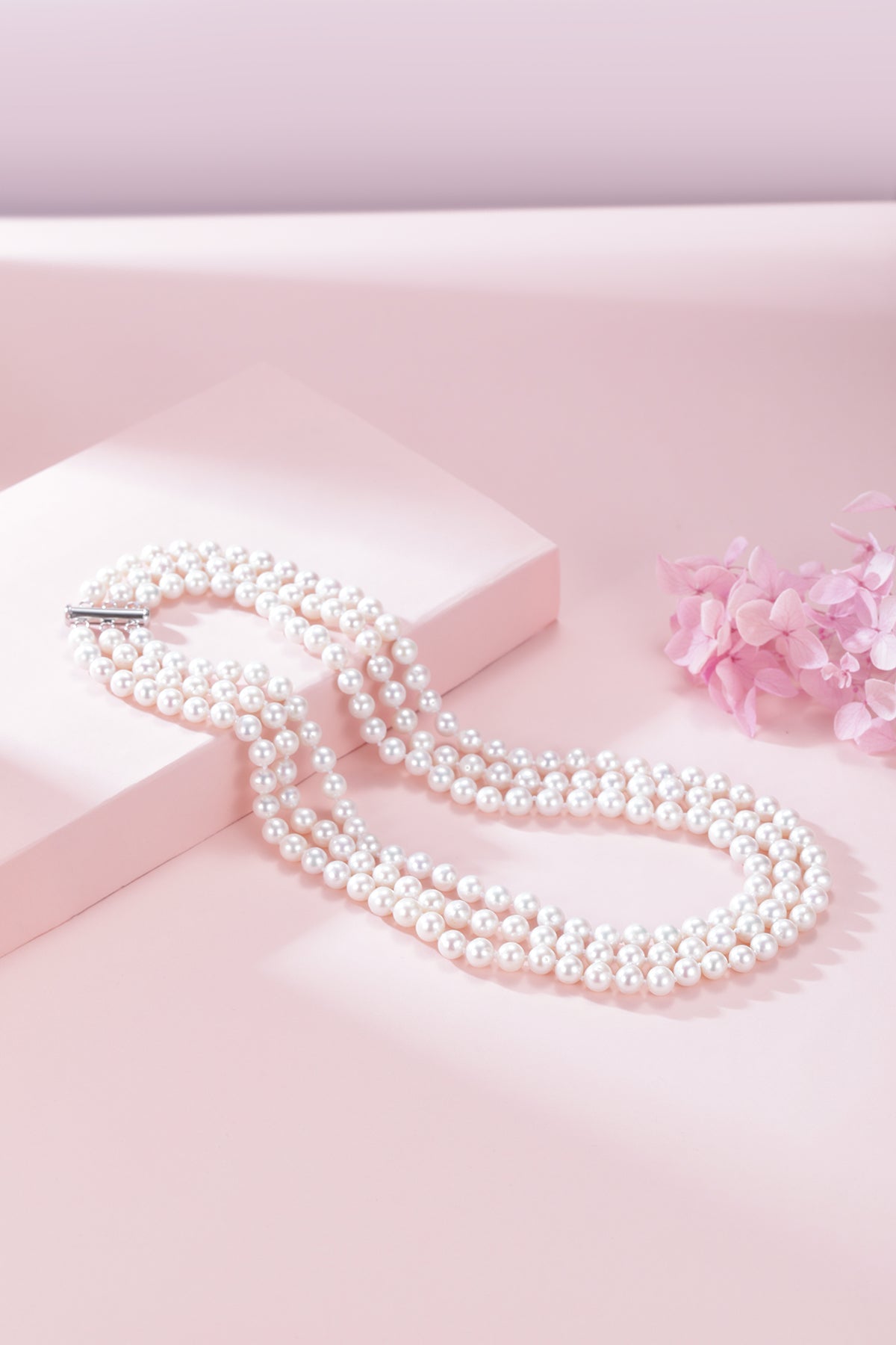 6-7mm Triple Strand Freshwater Pearls Bracelet Necklace Set(Purchase Individually)