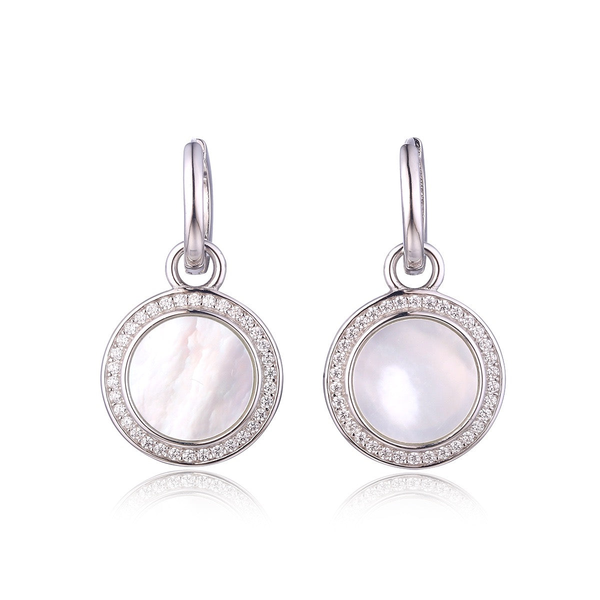 Mother of Pearl Drop Earrings with Zircon Accents
