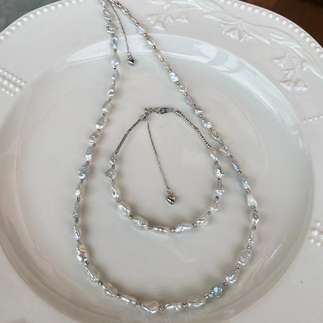 4-6mm Freshwater Keshi Pearl Necklace and Bracelet Set