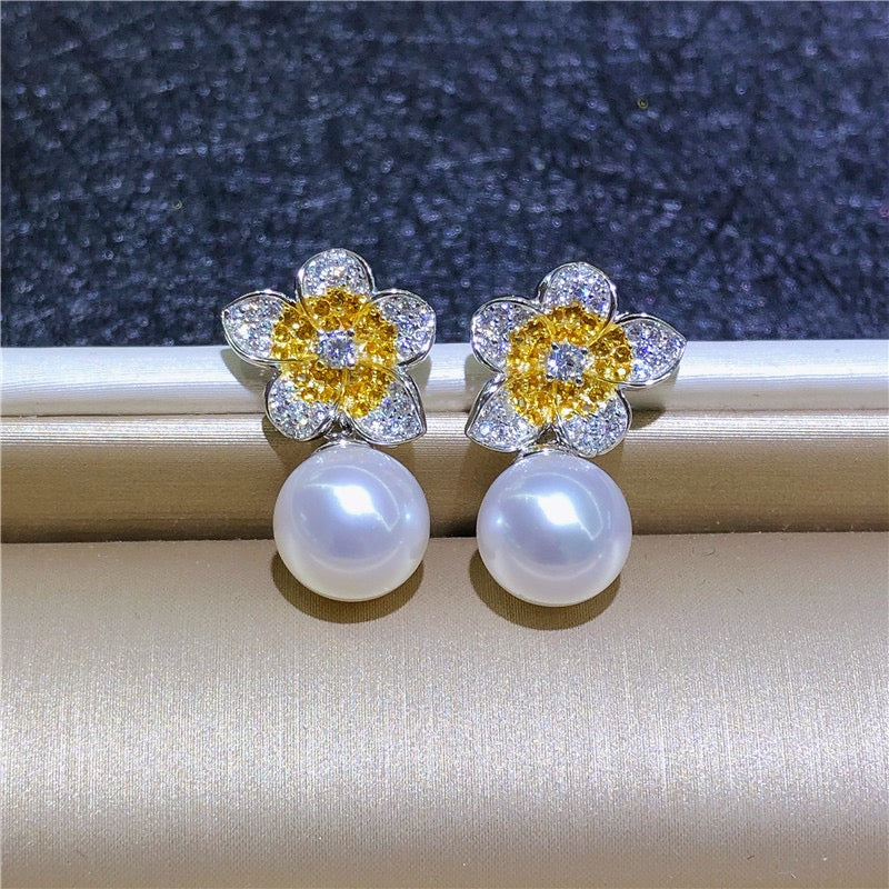 Flower Freshwater Pearl Earrings,Necklace,Set