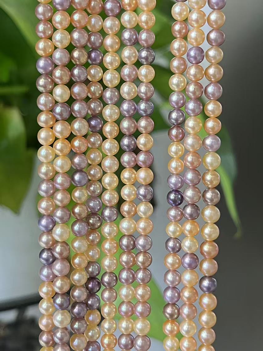 4-5mm Aurora Multi-Color Round Freshwater Pearl Necklace