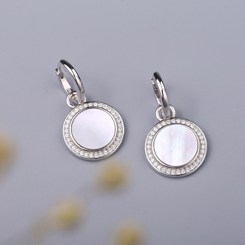 Mother of Pearl Drop Earrings with Zircon Accents