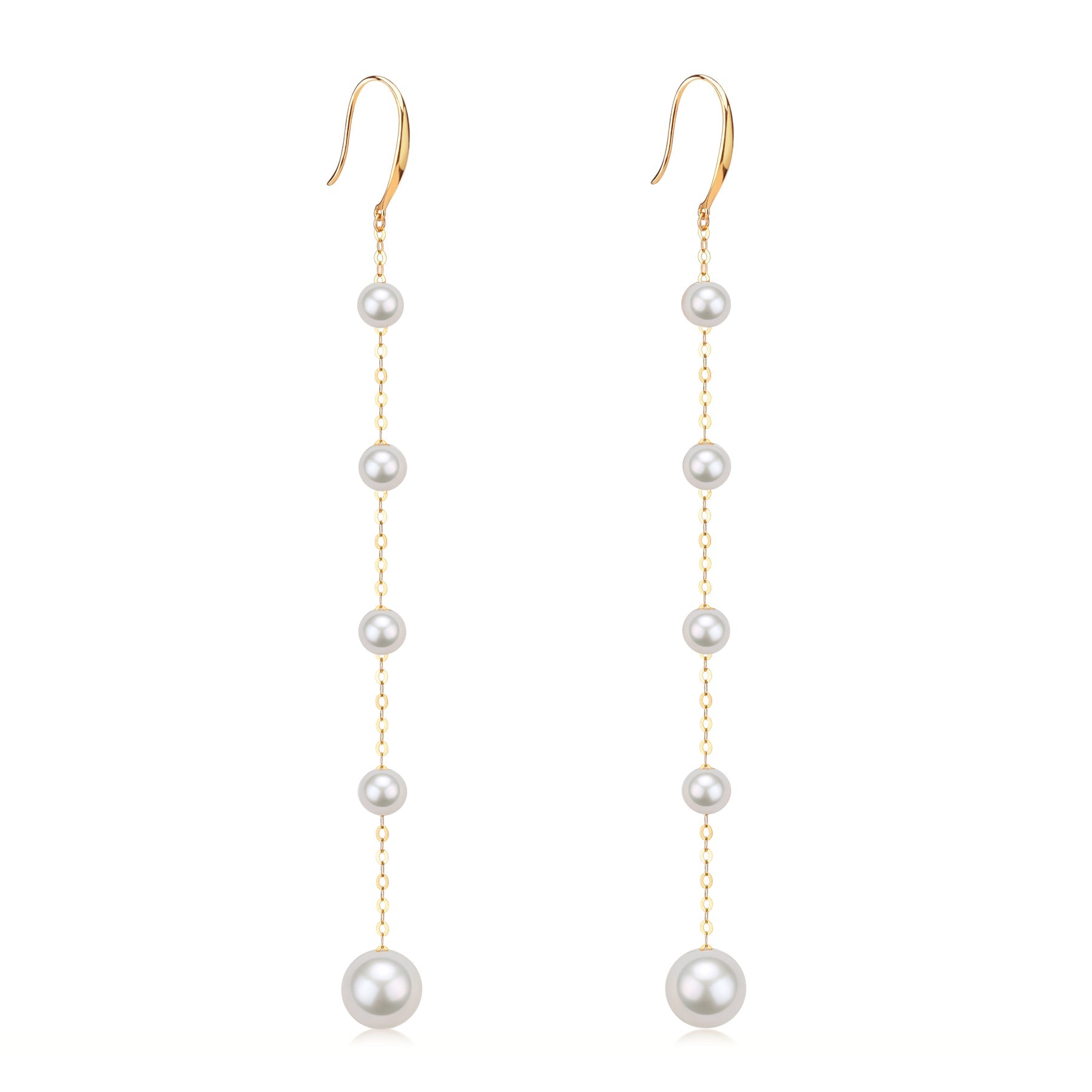 Freshwater Pearl Dangle Cluster Earrings 18K Gold