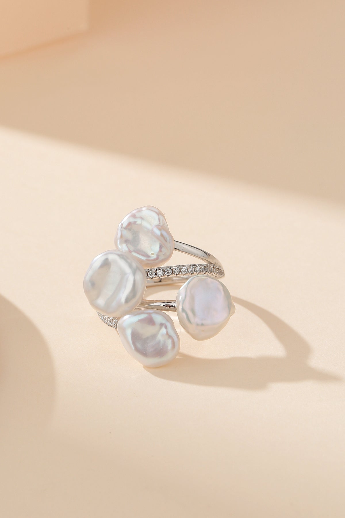 Keshi Pearl Foral Ring