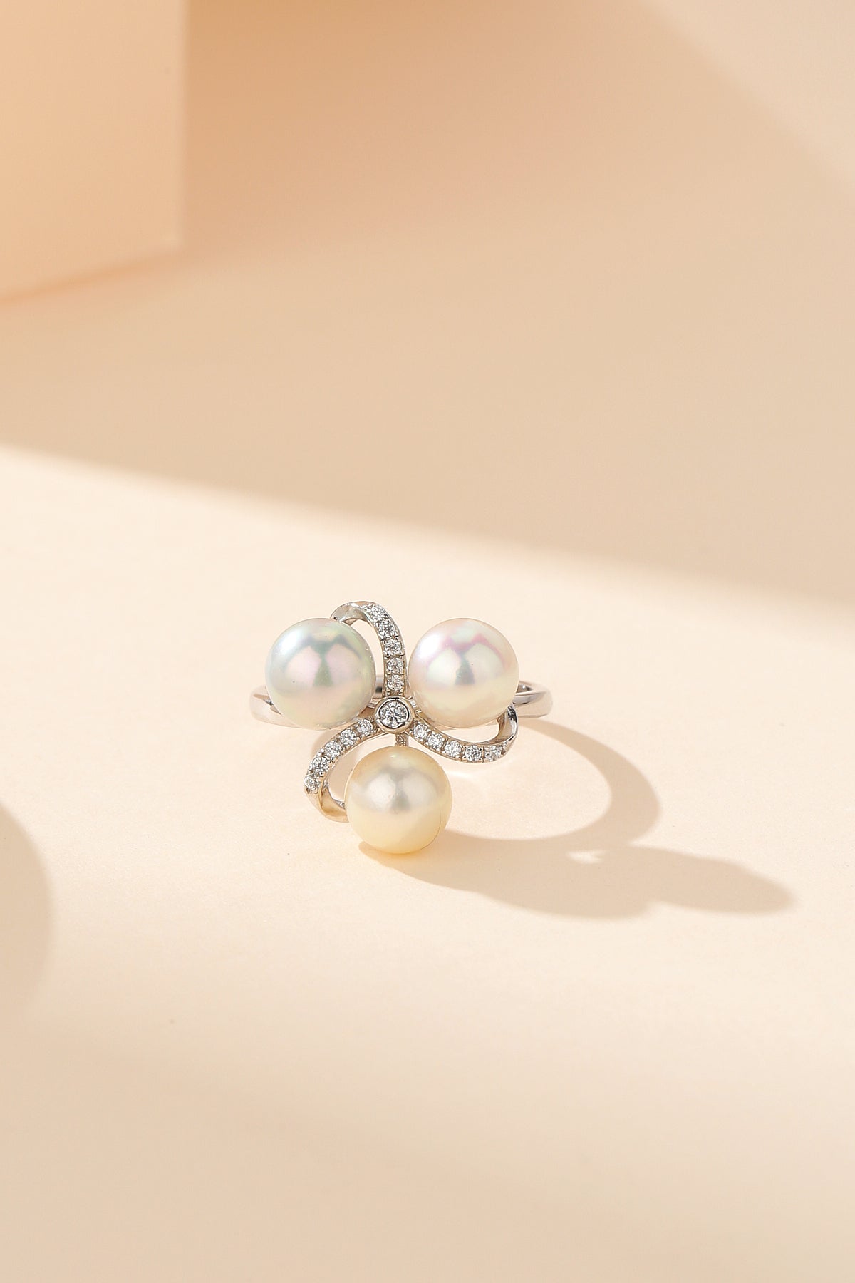 Three Color Seawater Akoya Pearl Ring