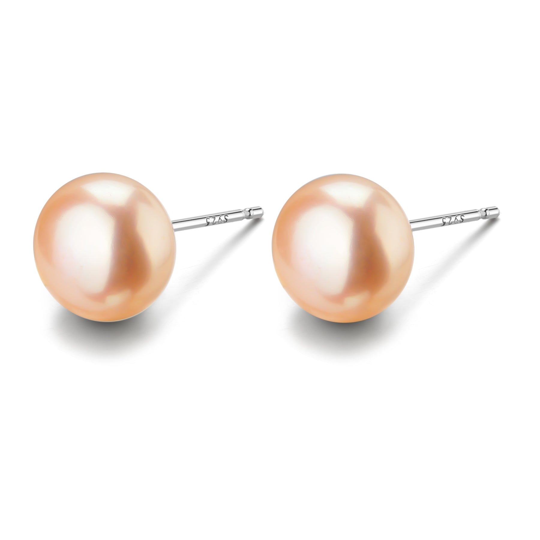 7-8mm Pink Button Freshwater Pearl Stud Earrings