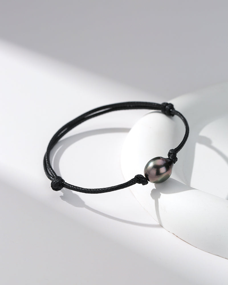 Tahitian Baroque Pearl Knotted Leather Bracelet