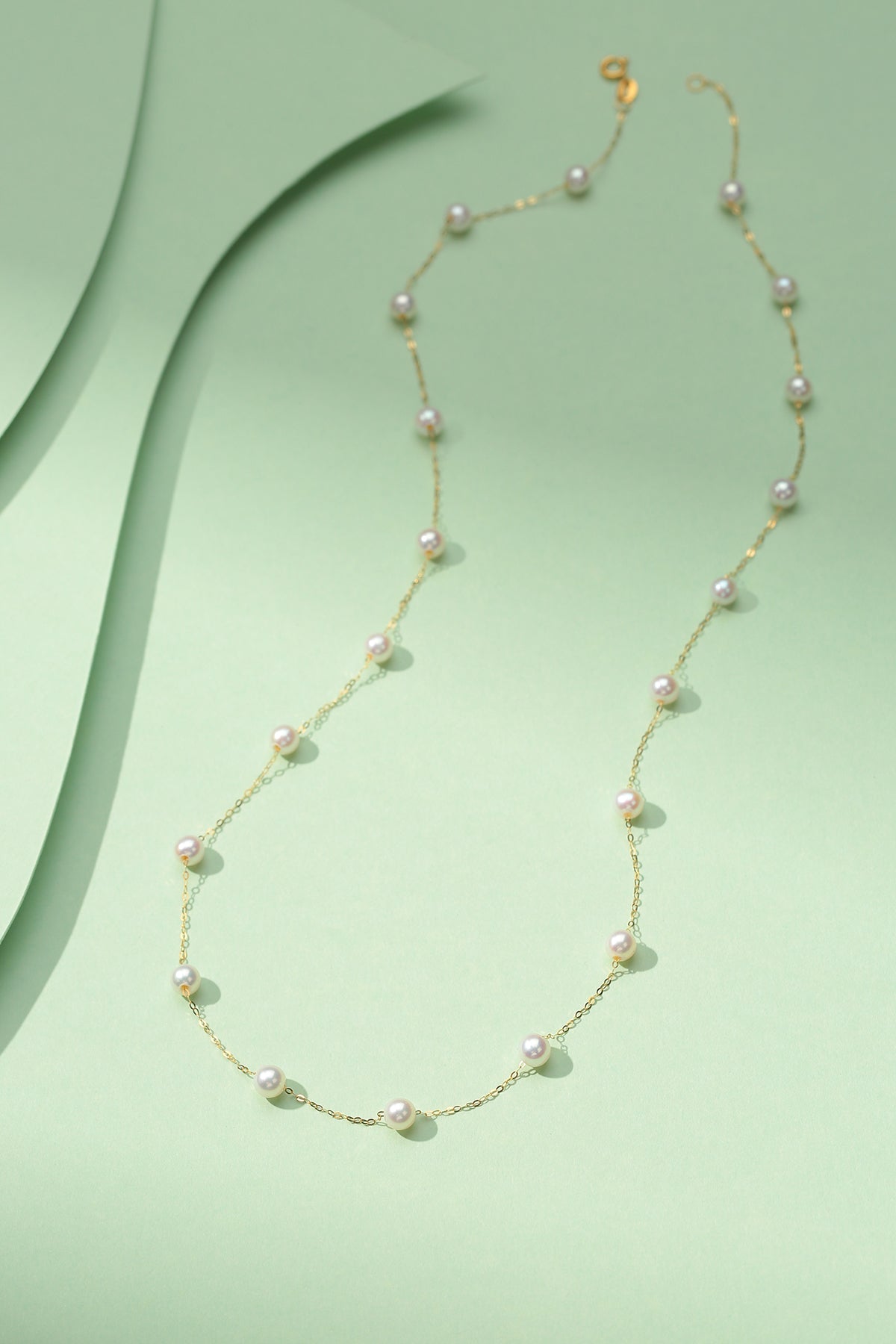 3-4mm Tincup Necklace 18K Gold