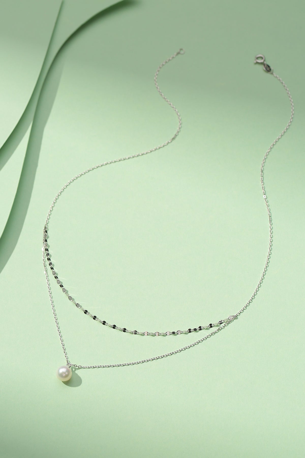Double Layer Chain Pearl Pendant Necklace