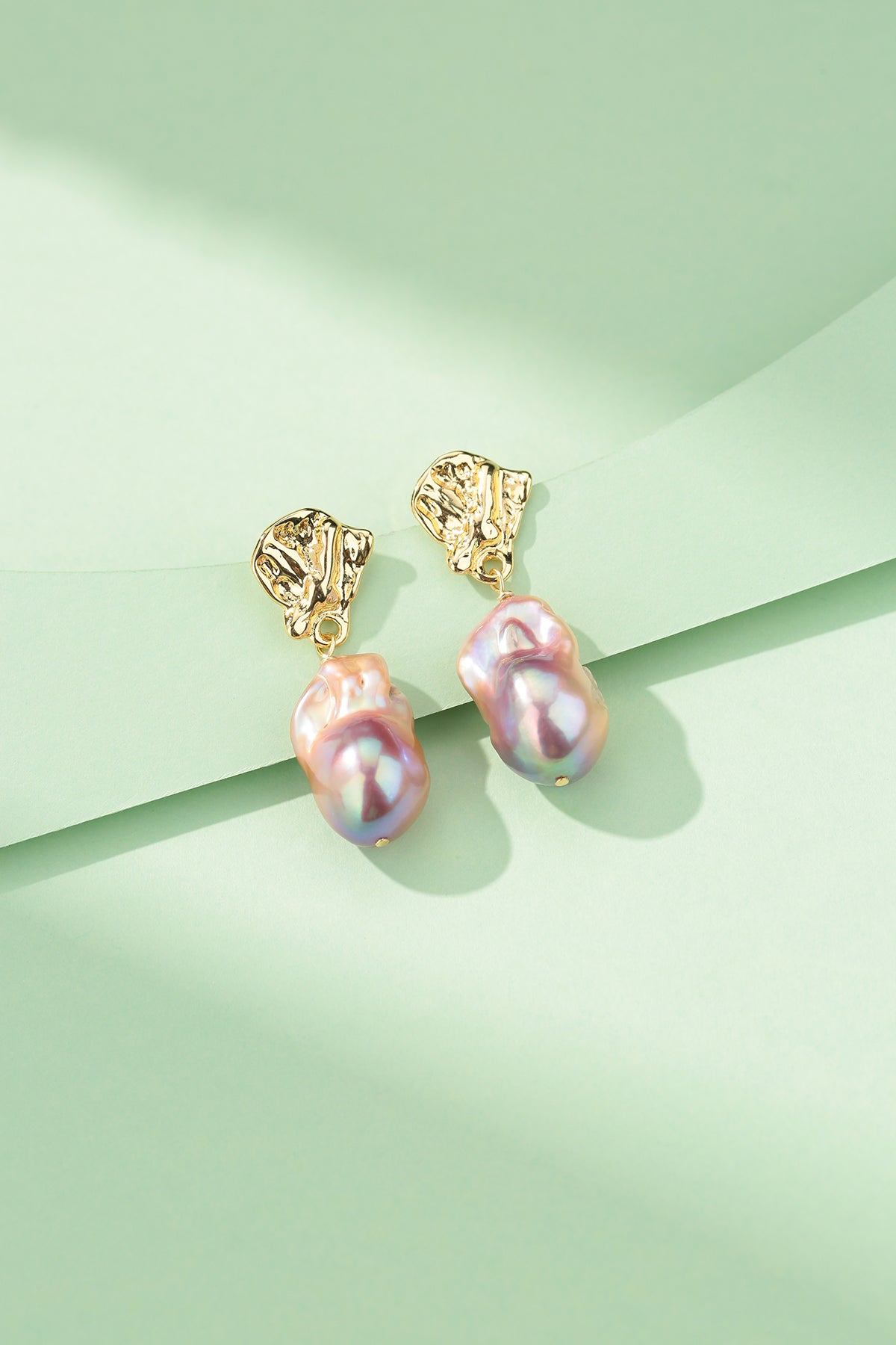Purple Pink Large Baroque Pearl Earrings