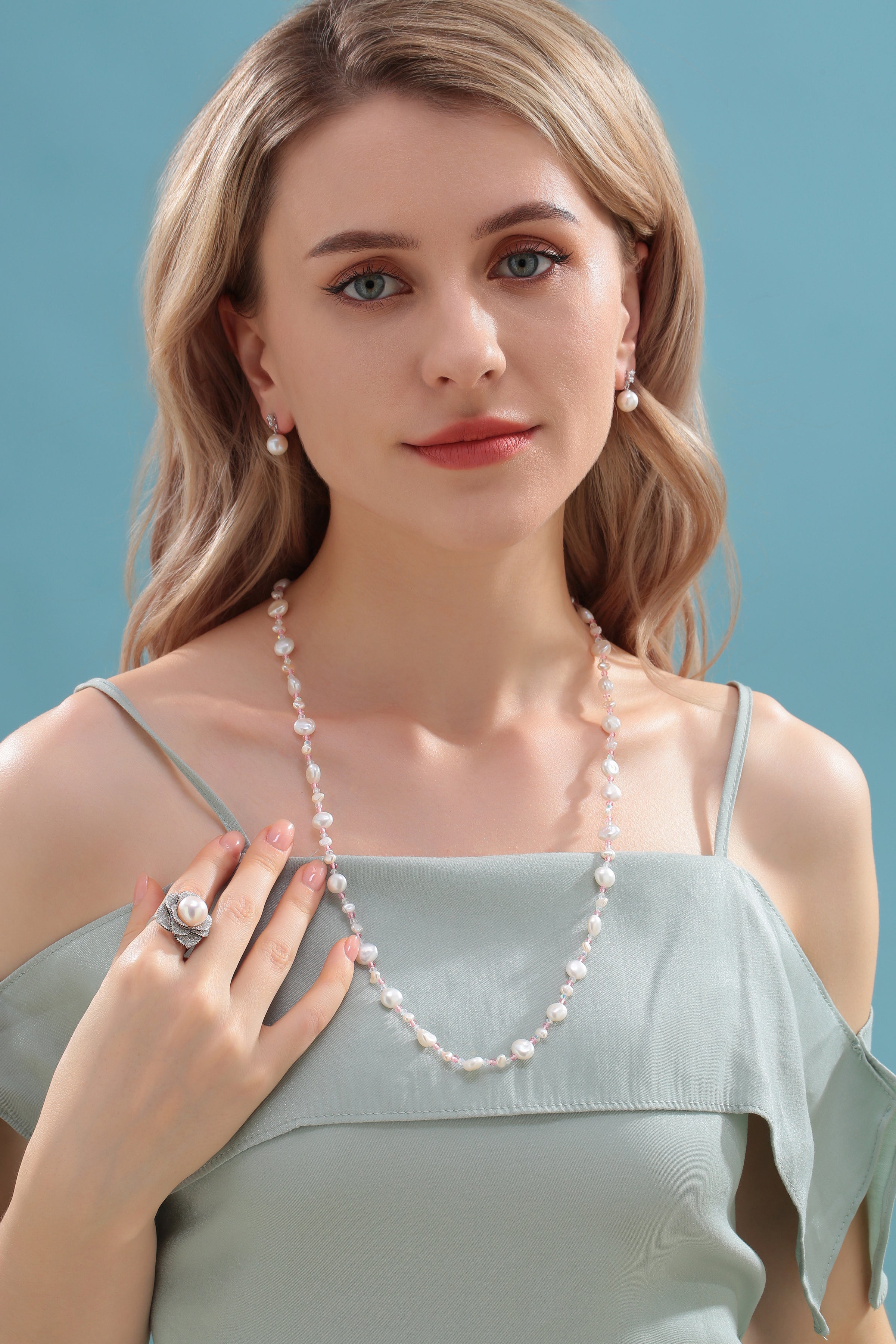 Baroque Freshwater Pearl Necklace with Pastel Beads