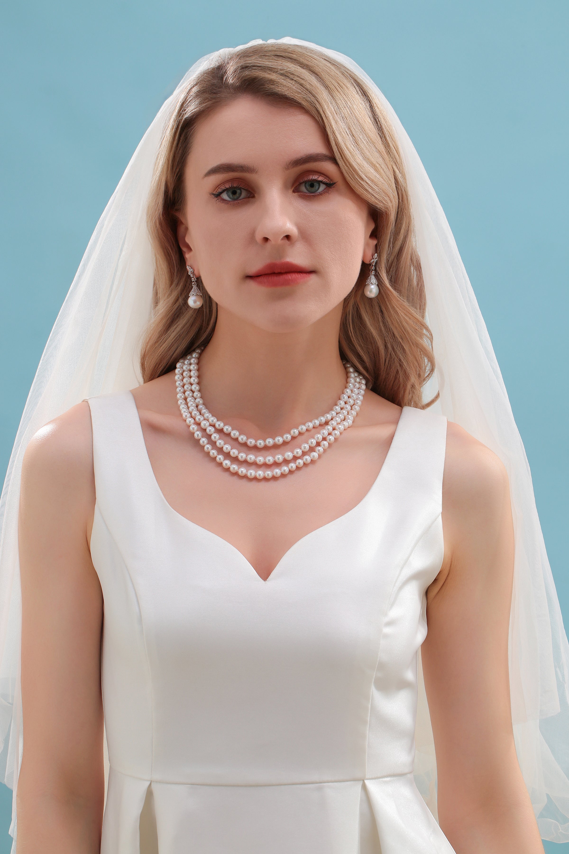5-6mm Triple Freshwater Pearls Necklace Bracelet Set(Purchase Individually)