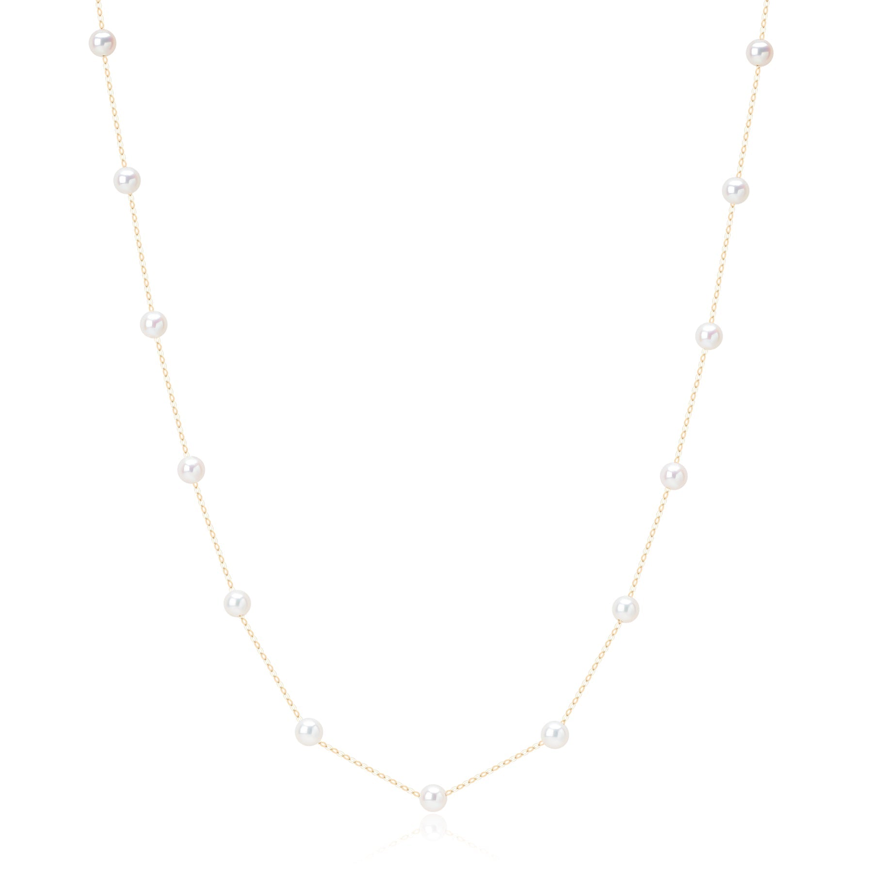 3-4mm Tincup Necklace 18K Gold