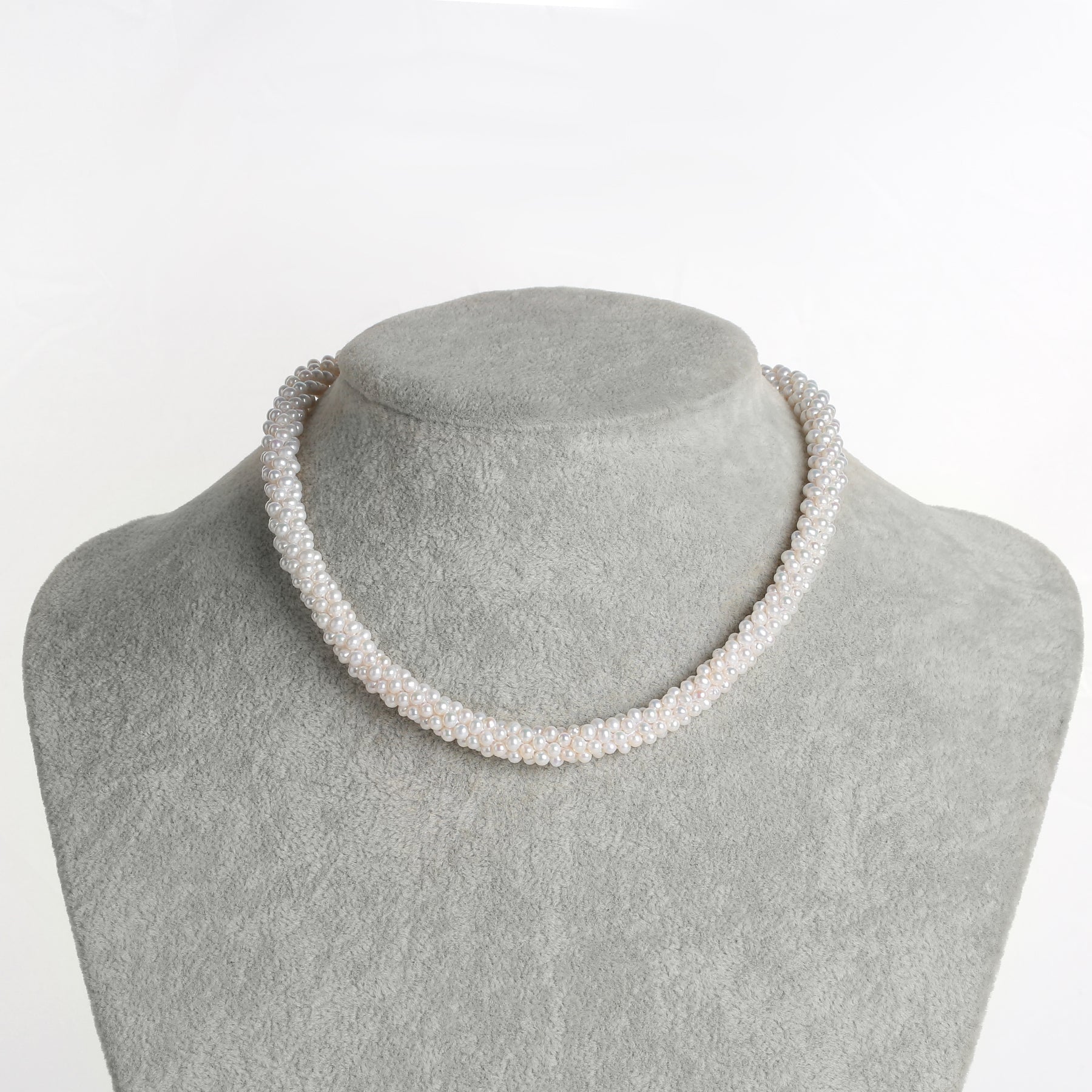 2-3mm White Freshwater Pearls Necklace with Magnetic Lock