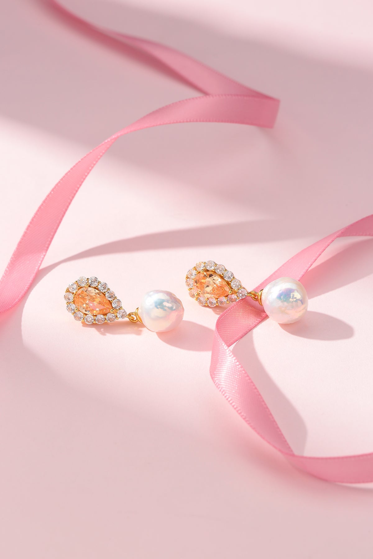 Baroque Edison Pearl Zirconia Earrings