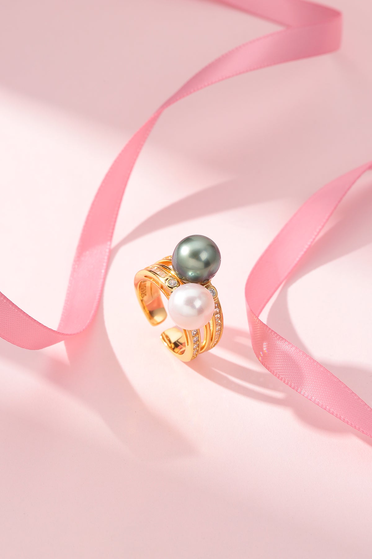 9-10mm Tahitian Black Pearl & Freshwater Pearl Ring