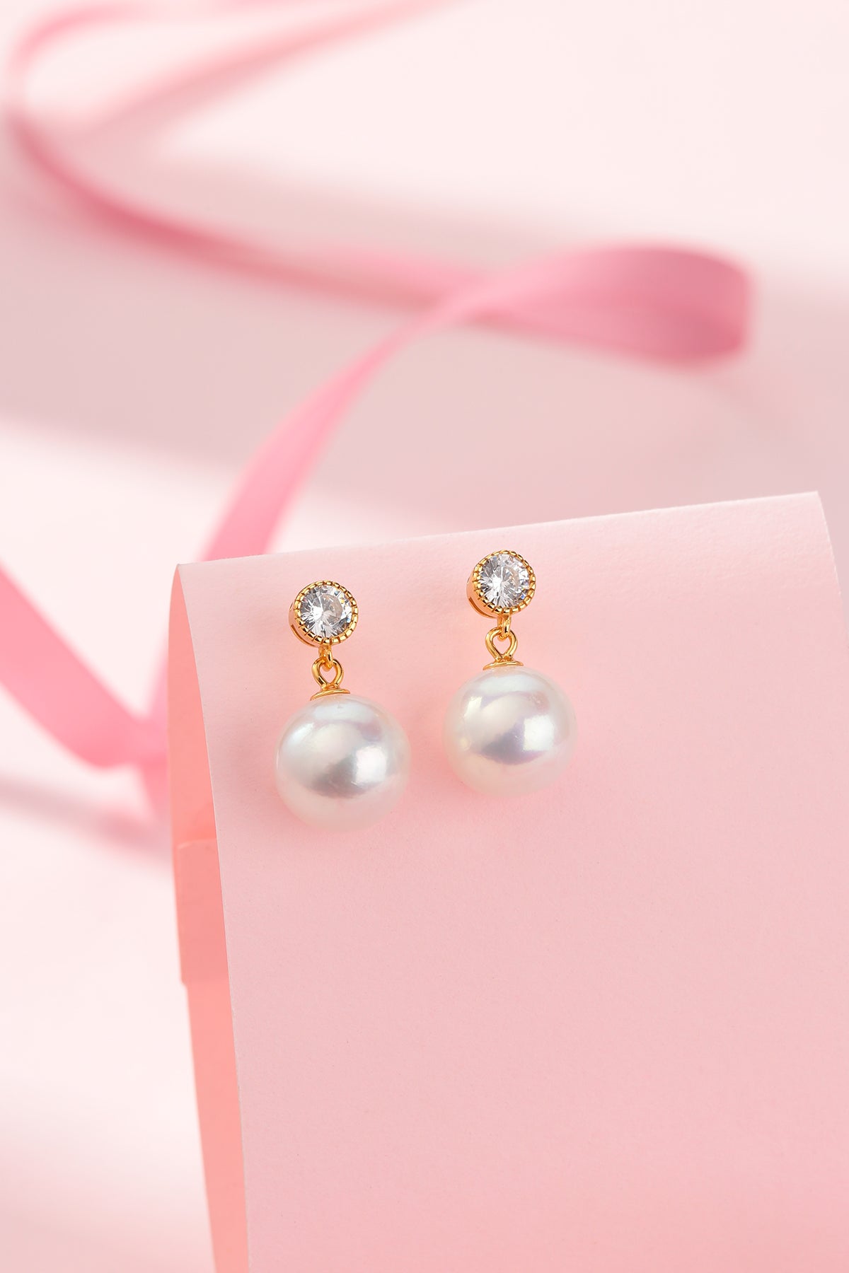 10-11mm Freshwater Edison Pearl Zirconia Earrings