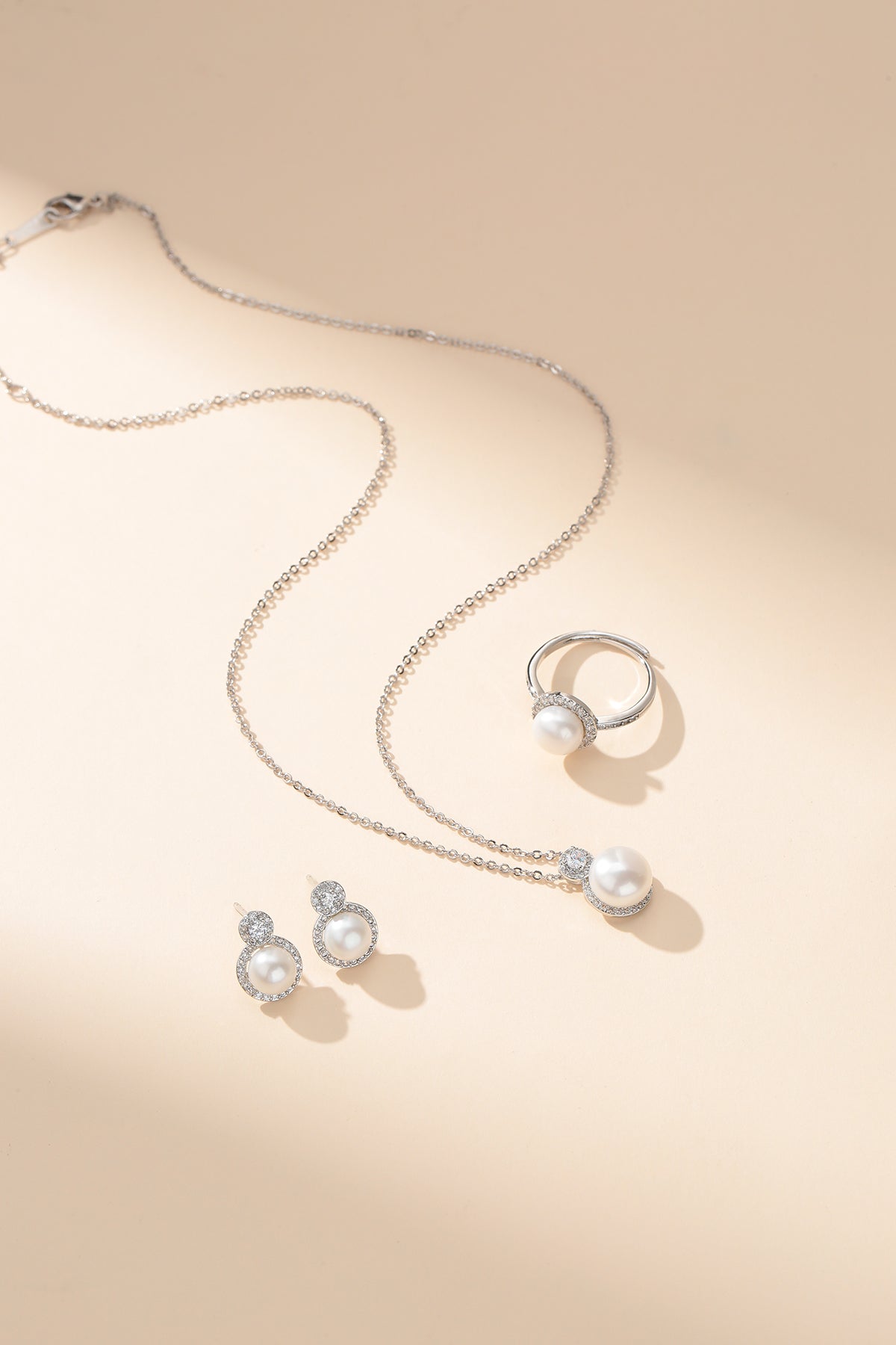 8-9mm Button Pearl Zirconia & Sasha Jewelry Set