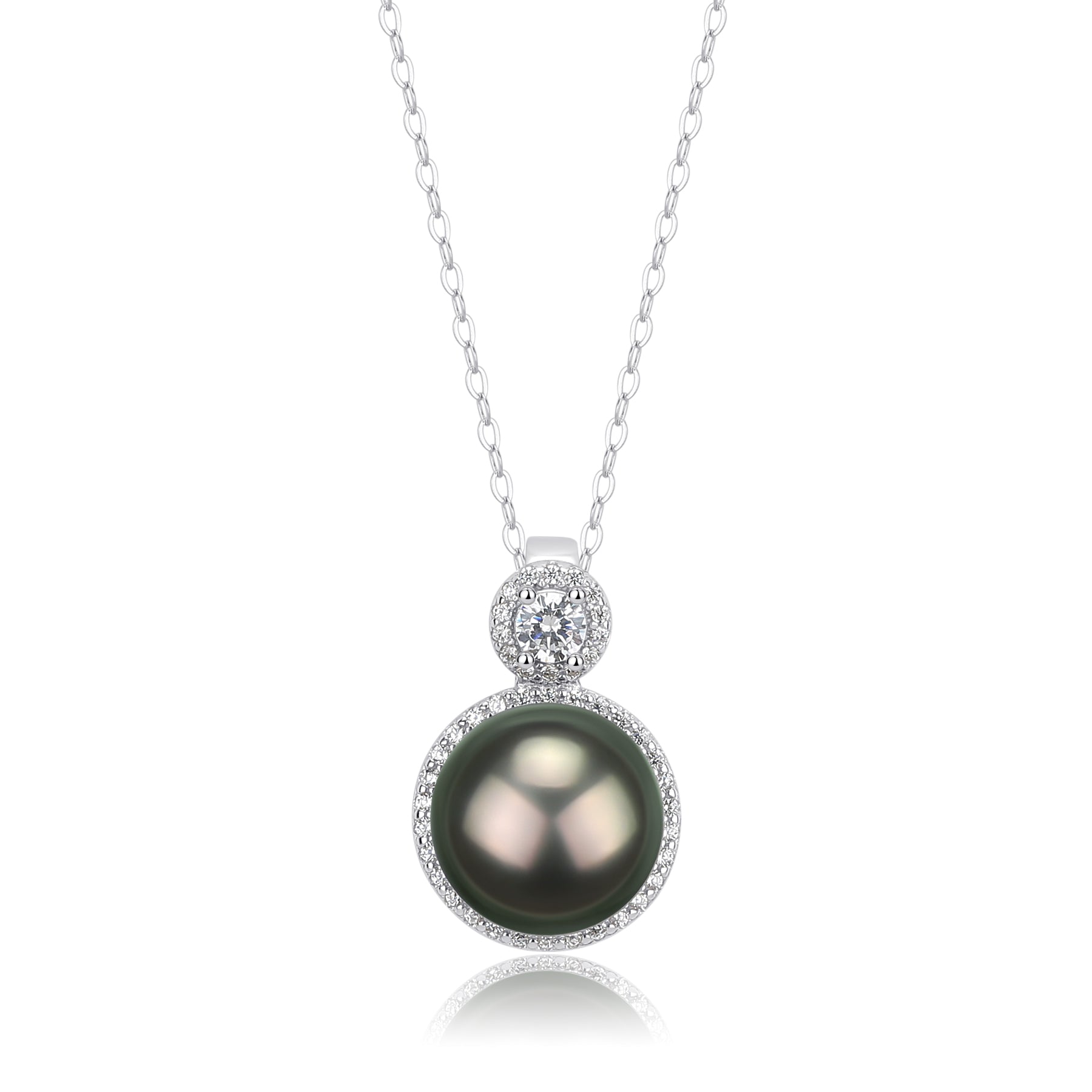 9-10mm Tahitian Pearl & Eline CZ Earrings