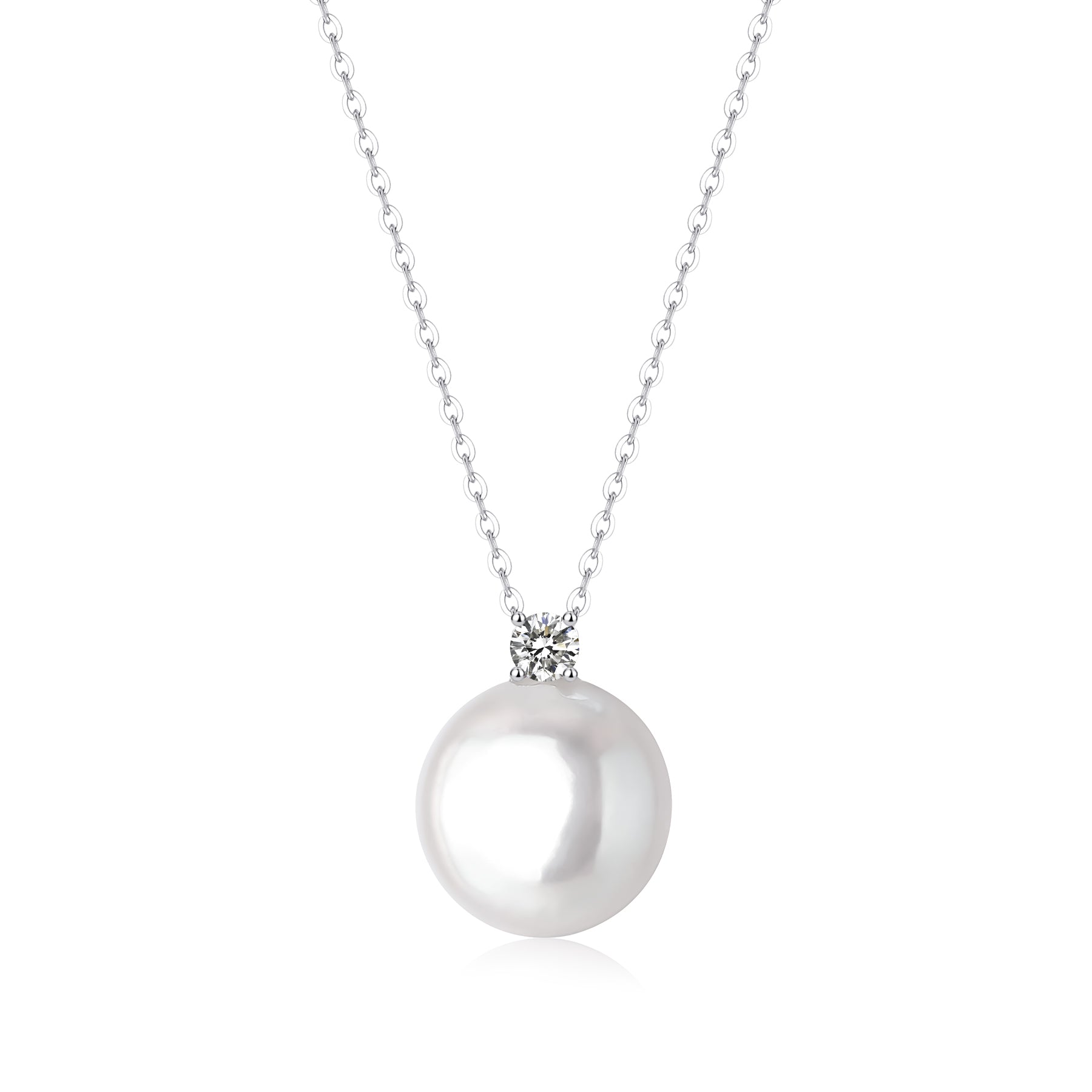 Sasha White Coin Baroque Pearl Stud Pendant Necklace