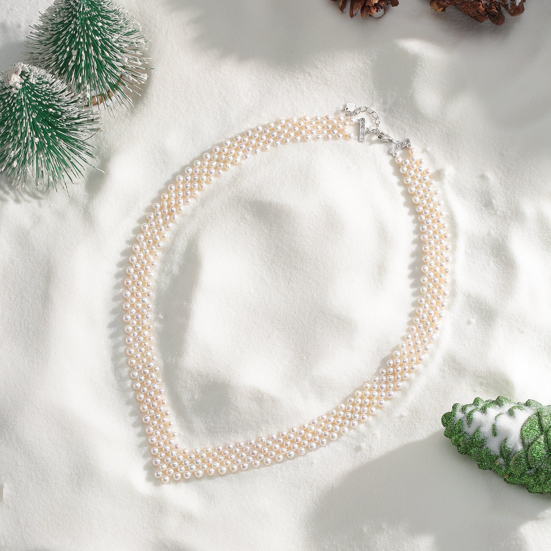 2-3mm Freshwater Pearl Multi-Layered V Shape Necklace