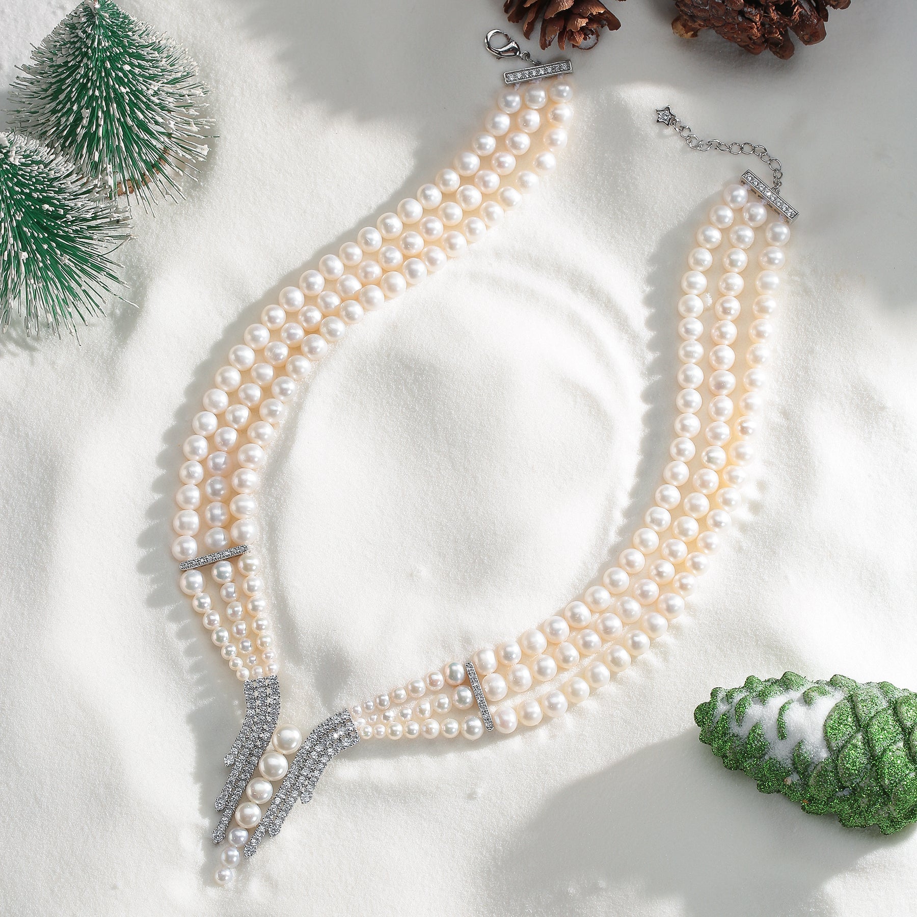 Triple-Layered Freshwater Pearl Strand Necklace