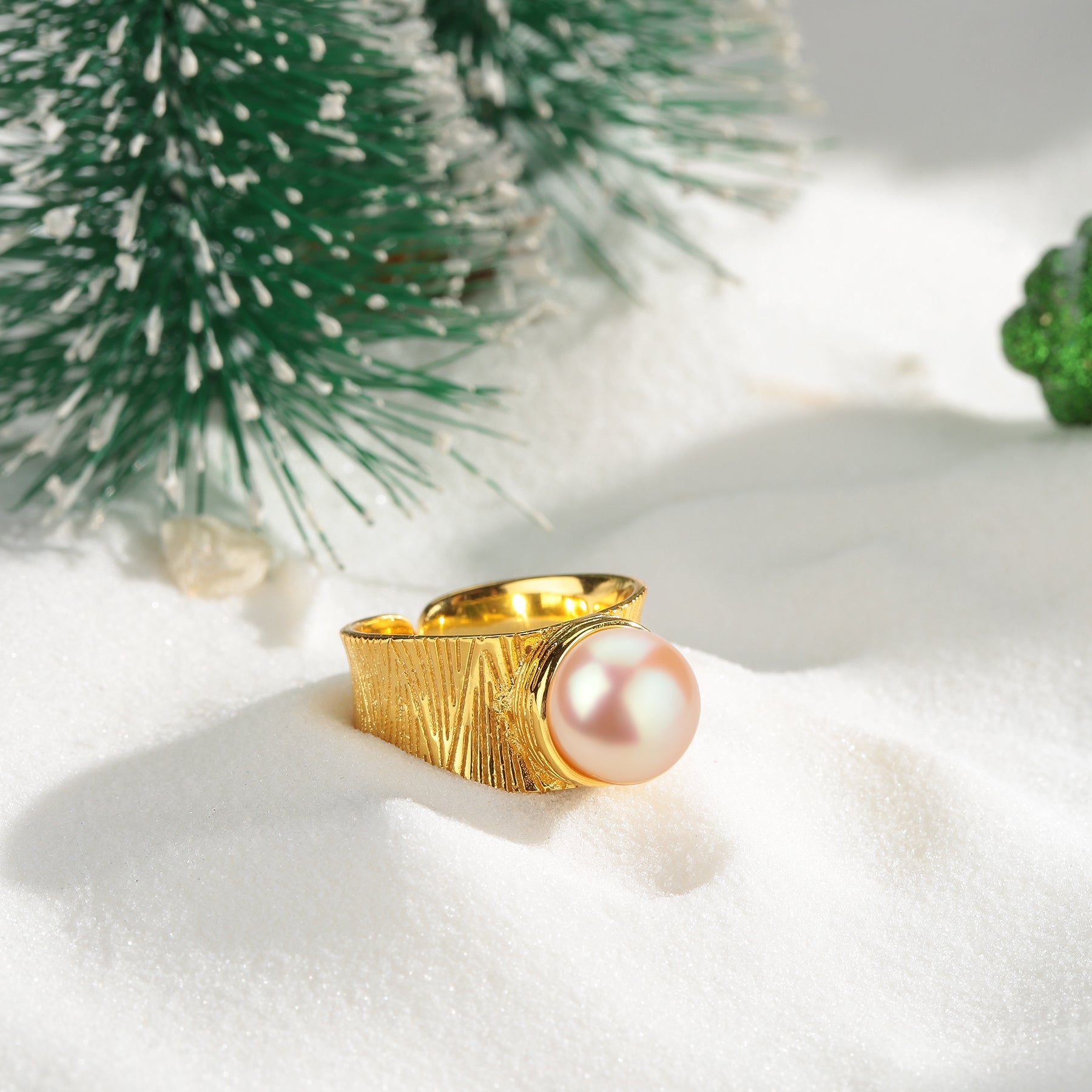 7-8mm Freshwater Pink Pearl Wide Ring