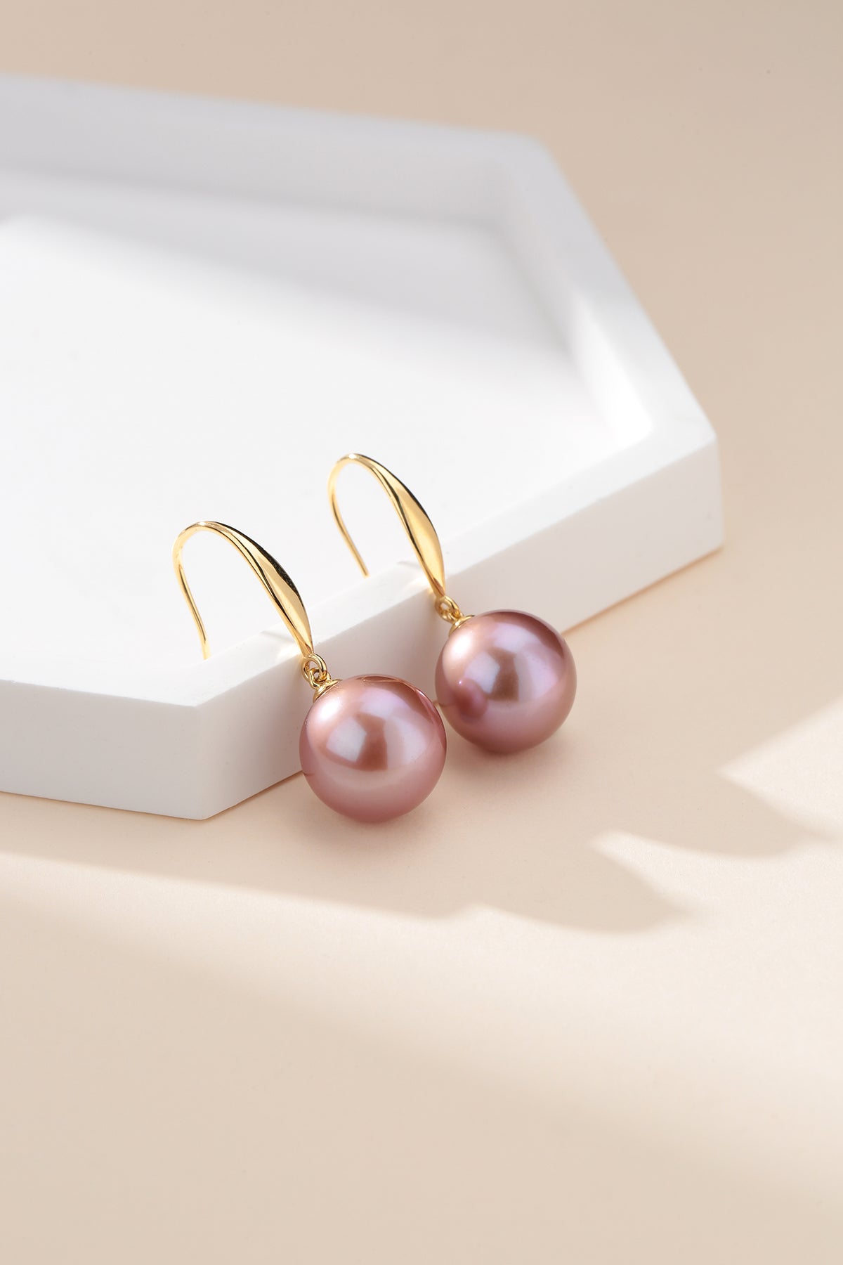11-12mm Purple Pearl Hook Earrings