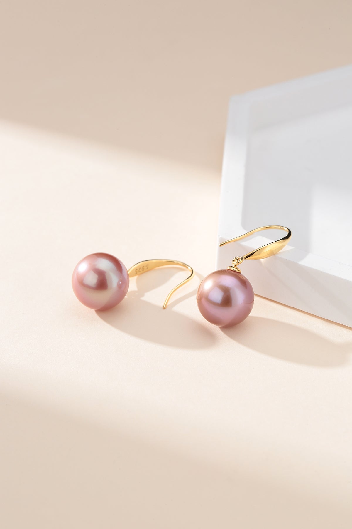 11-12mm Purple Pearl Hook Earrings