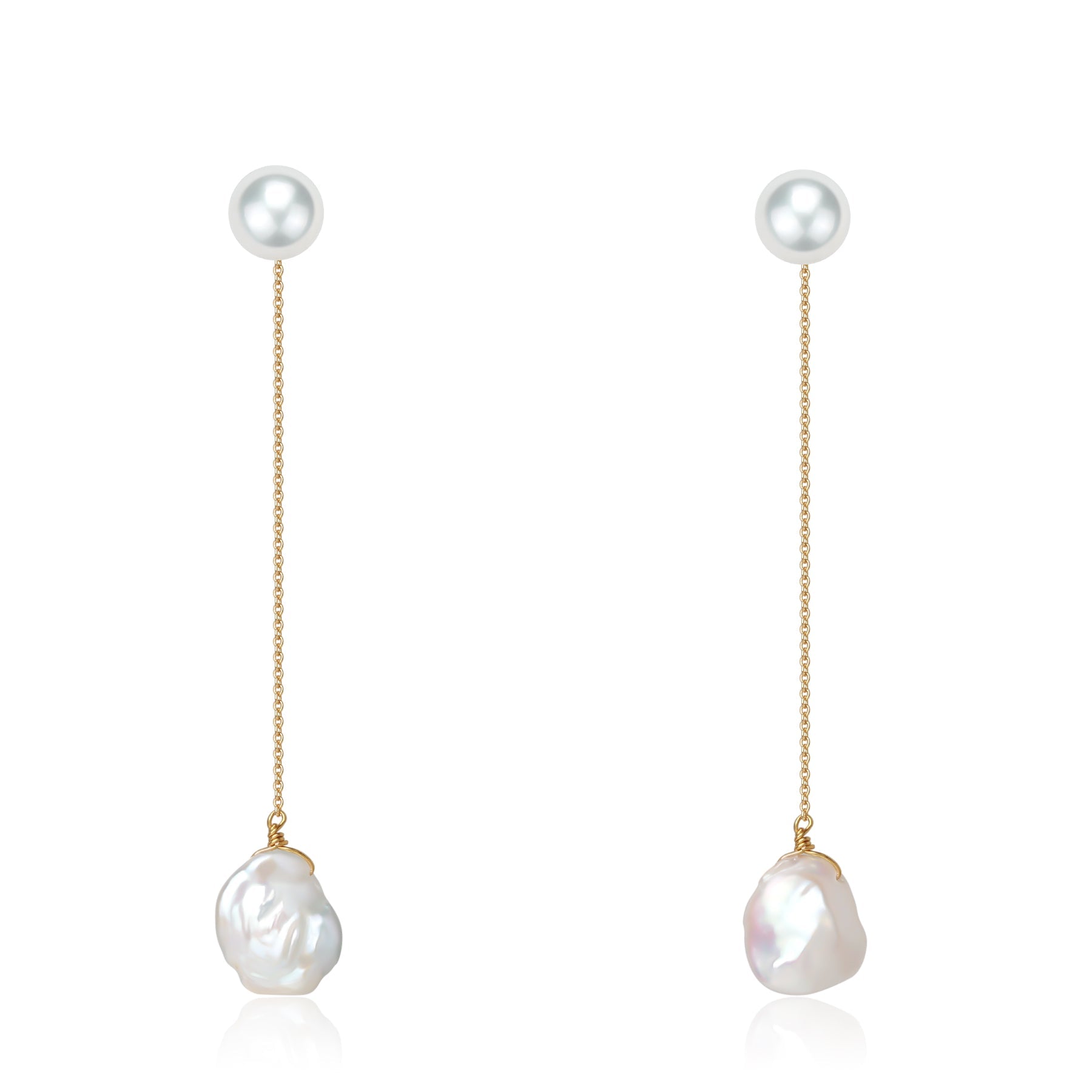Baroque Petal Pearl Long Drop Earrings