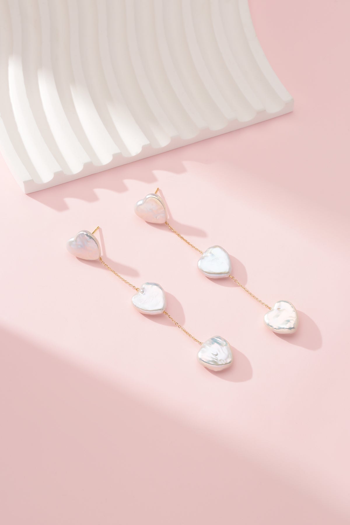 Heart Shape Baroque Pearl Long Earrings