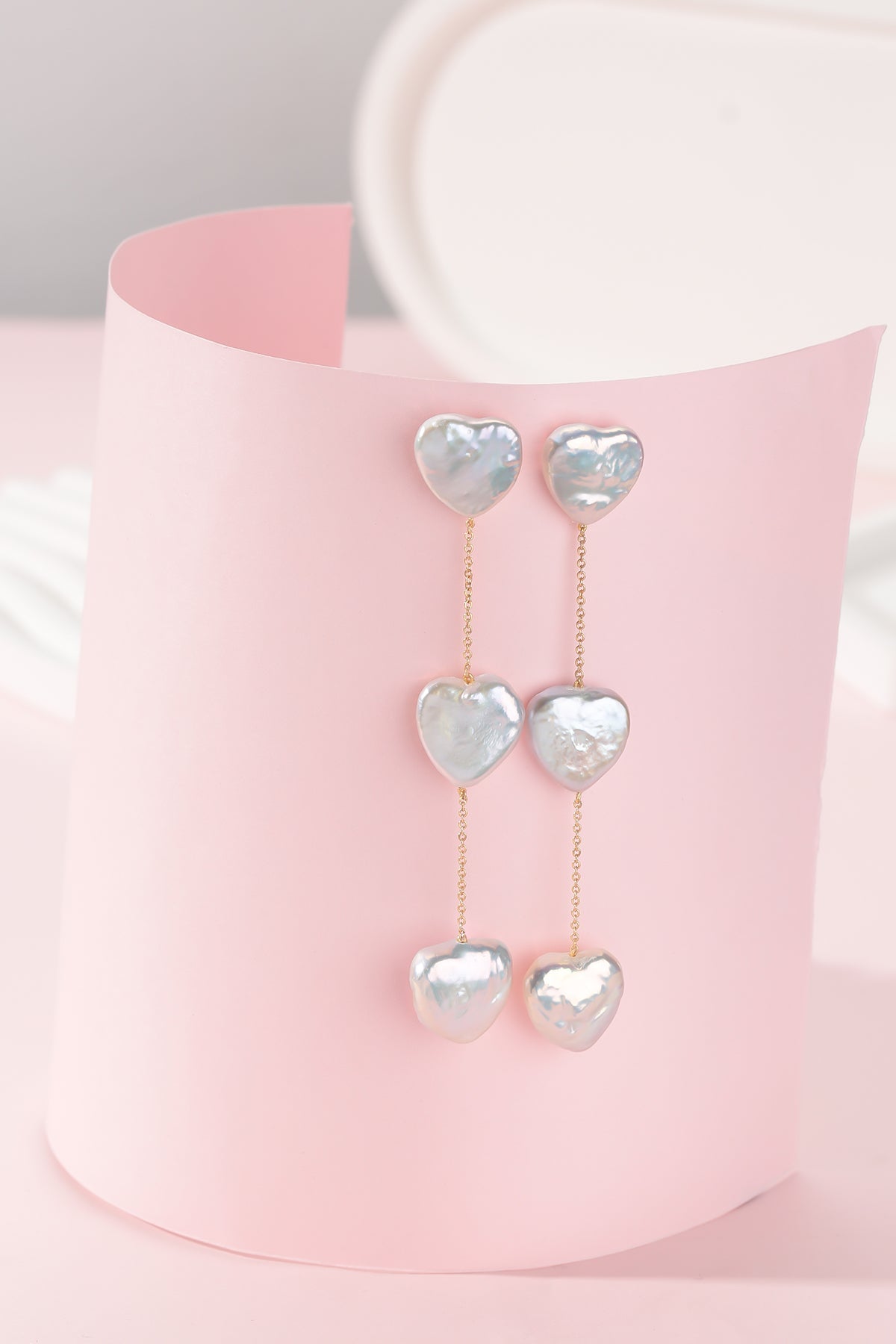 Heart Shape Baroque Pearl Long Earrings