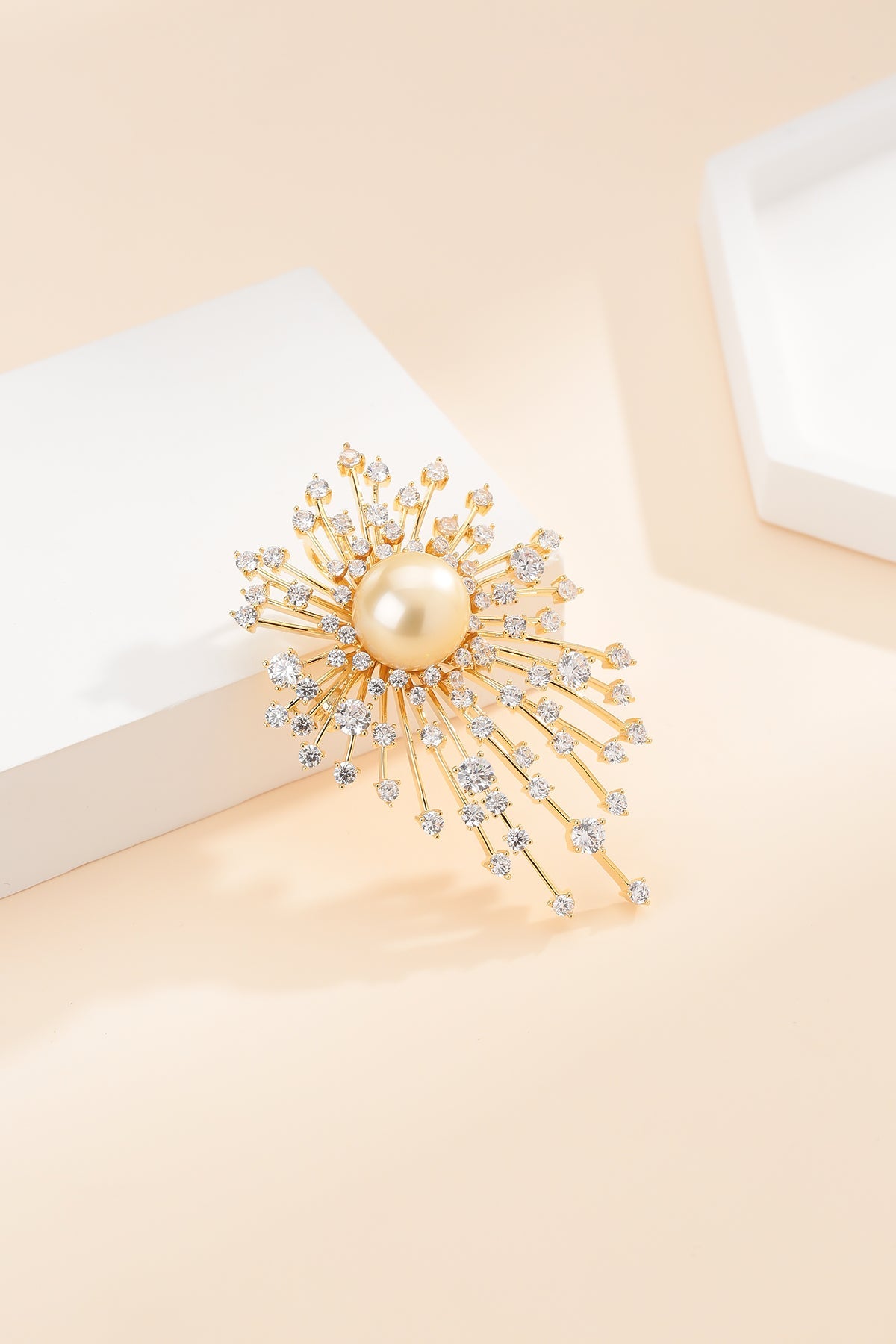 Golden South Sea Pearl Fireworks Brooch