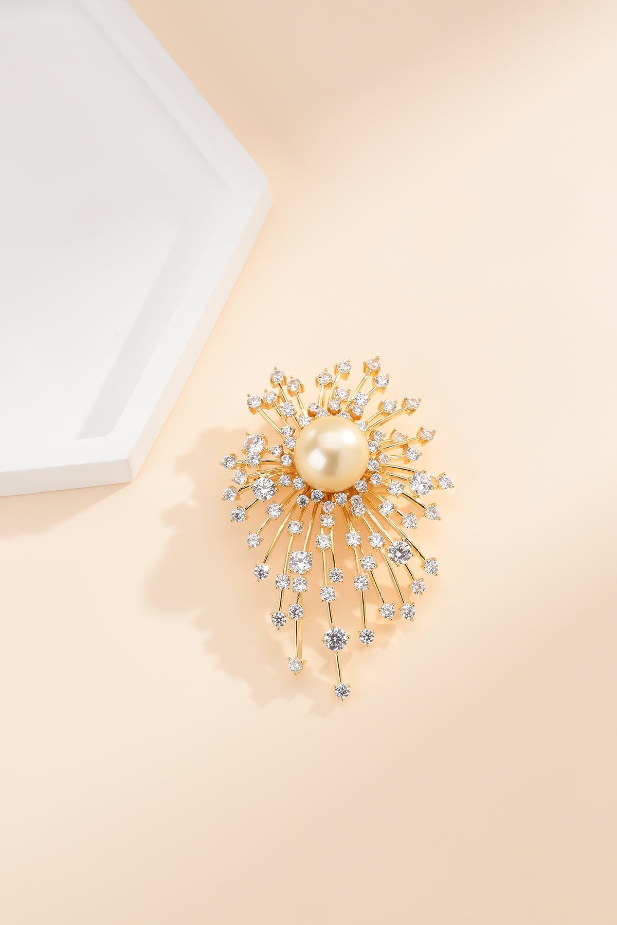 Golden South Sea Pearl Fireworks Brooch