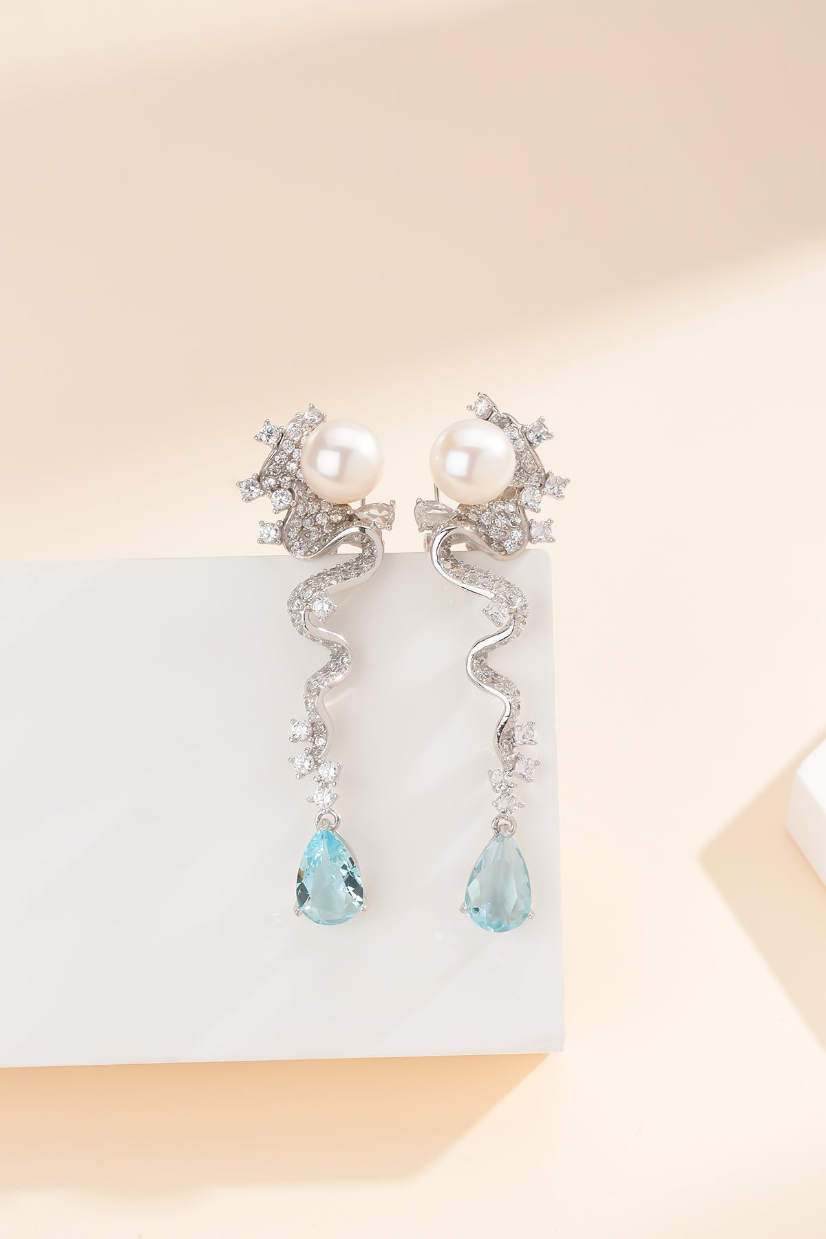 Freshwater Pearl & Topaz Earrings
