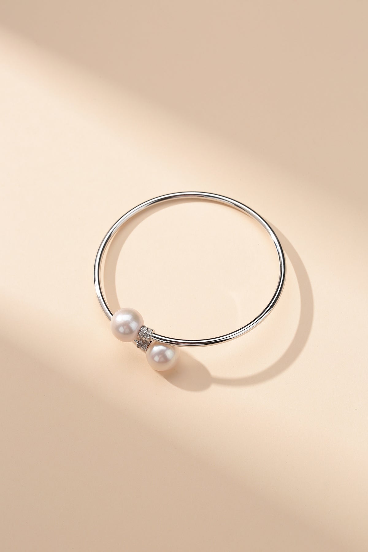 10-11mm Freshwater Pearl Silver Tube Bracelet