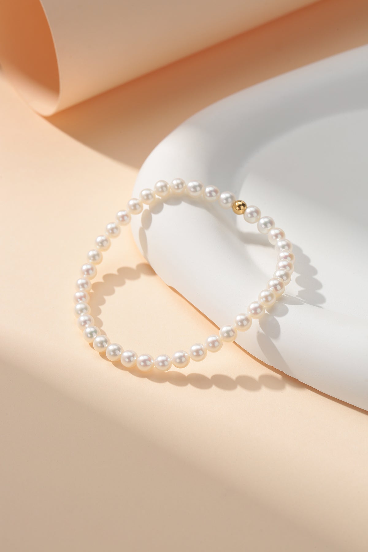 4-5mm Freshwater Pearl Bracelet 18K Gold Ball