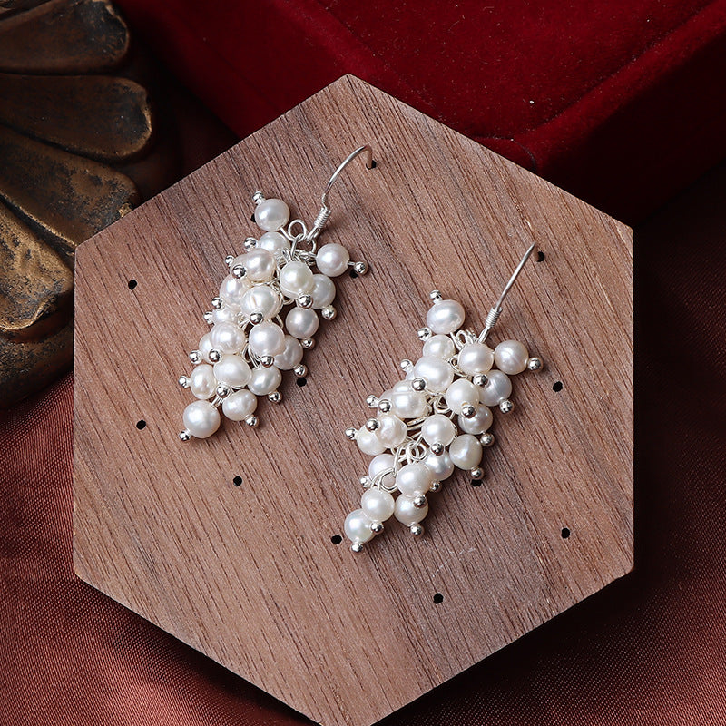 2-3mm Freshwater Pearls Grape Shape Earrings