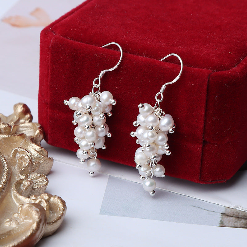 2-3mm Freshwater Pearls Grape Shape Earrings