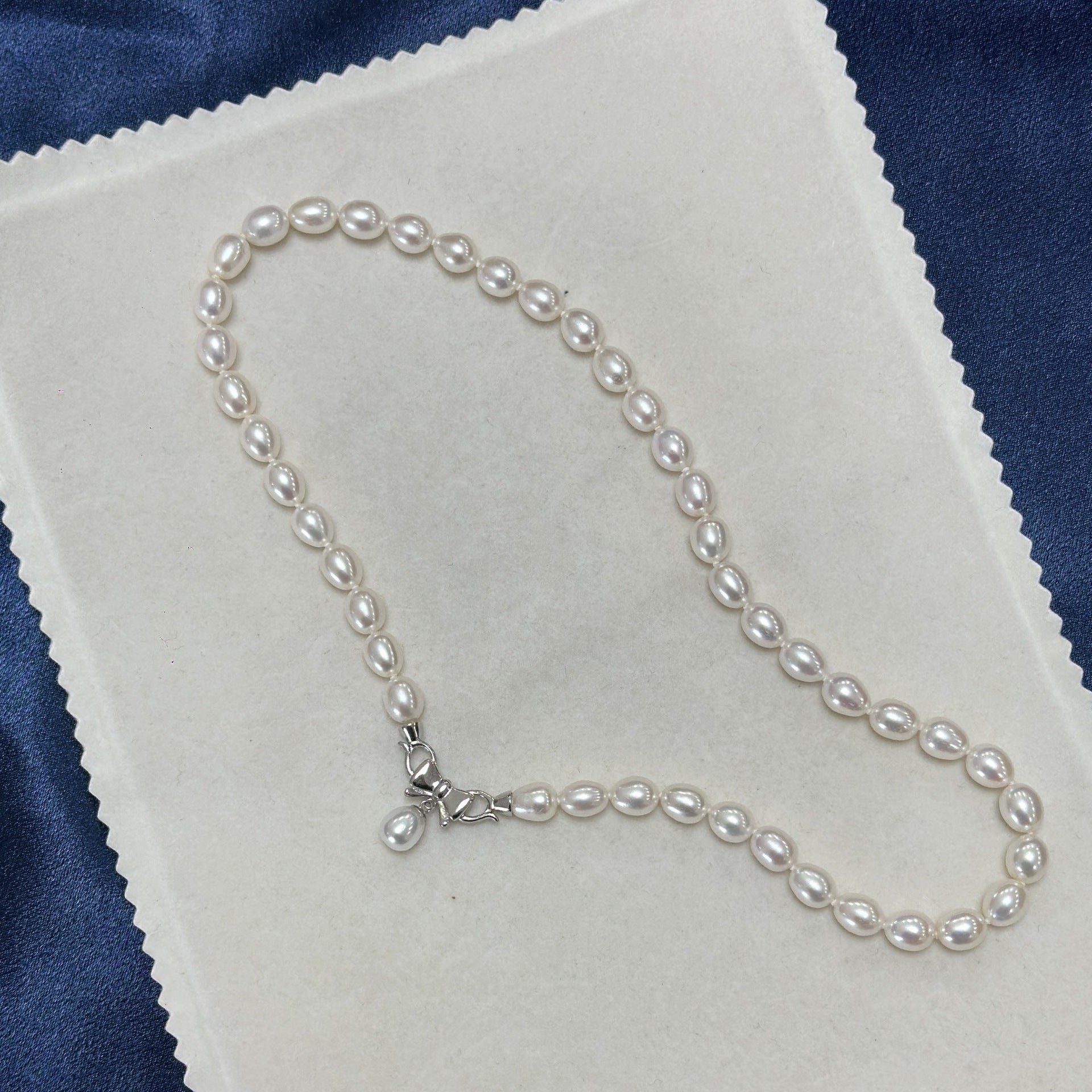 7-8mm Rice Pearl Removable Pendant Necklace