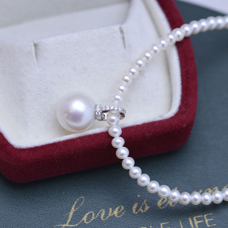 Freshwater Pearl Necklace, Earrings, Brooch Set
