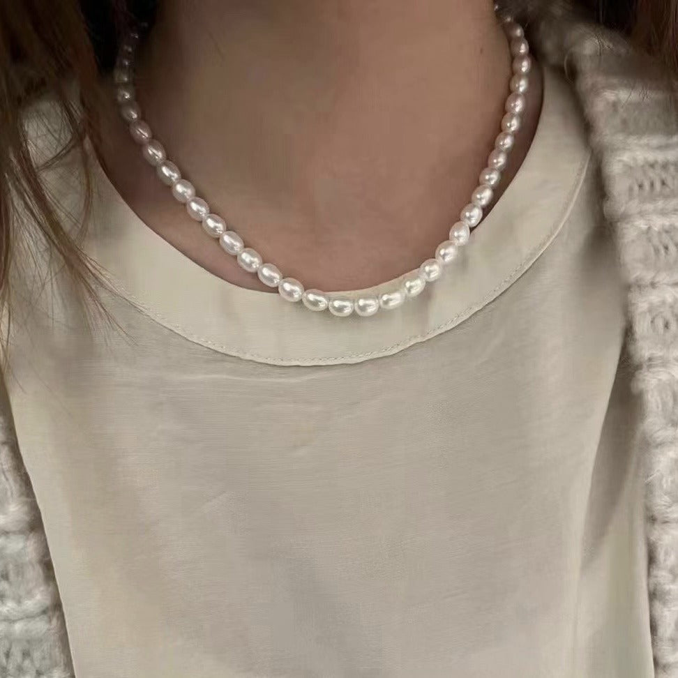 7-8mm Rice Pearl Removable Pendant Necklace