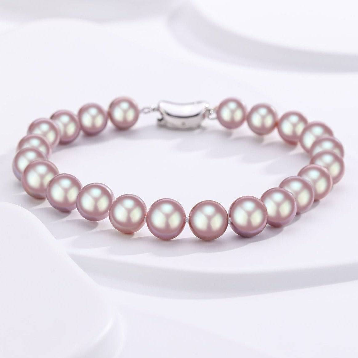 Purple Freshwater Pearl Bracelet, 6-9mm Silver