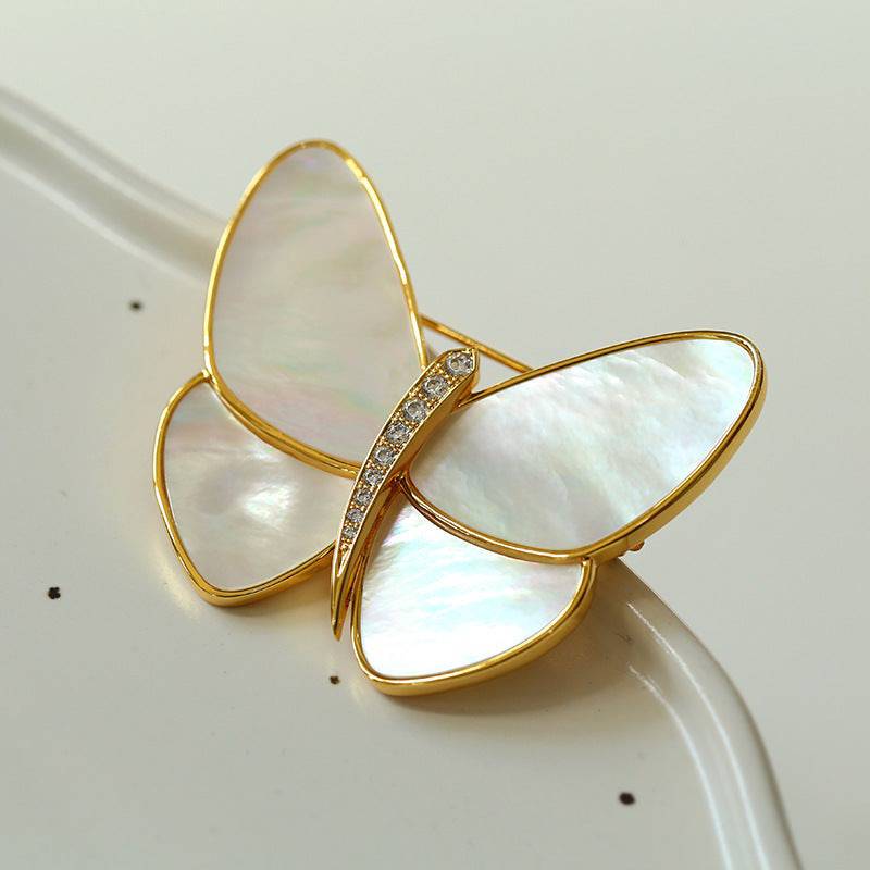 Butterfly Colorful Black Mother of Shell Brooch