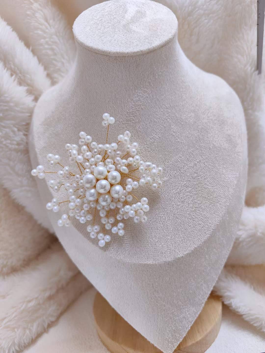 Freshwater Pearls Blossom Flower Brooch