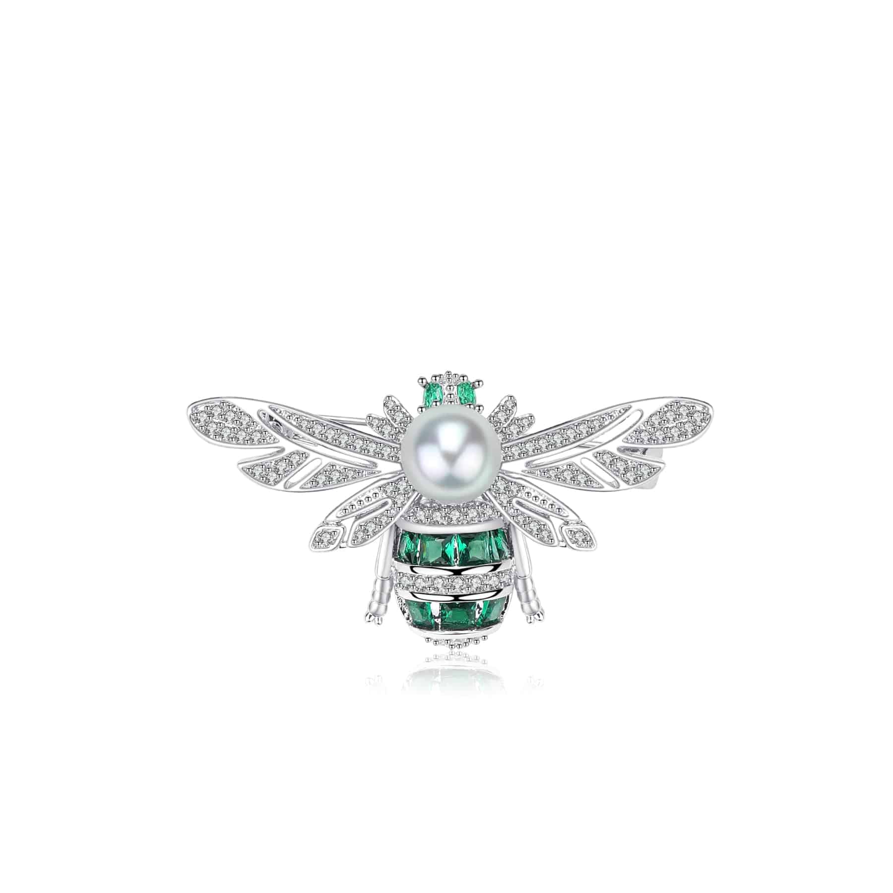 Sparkling Bee Pearl & Cubic Zirconia Brooch