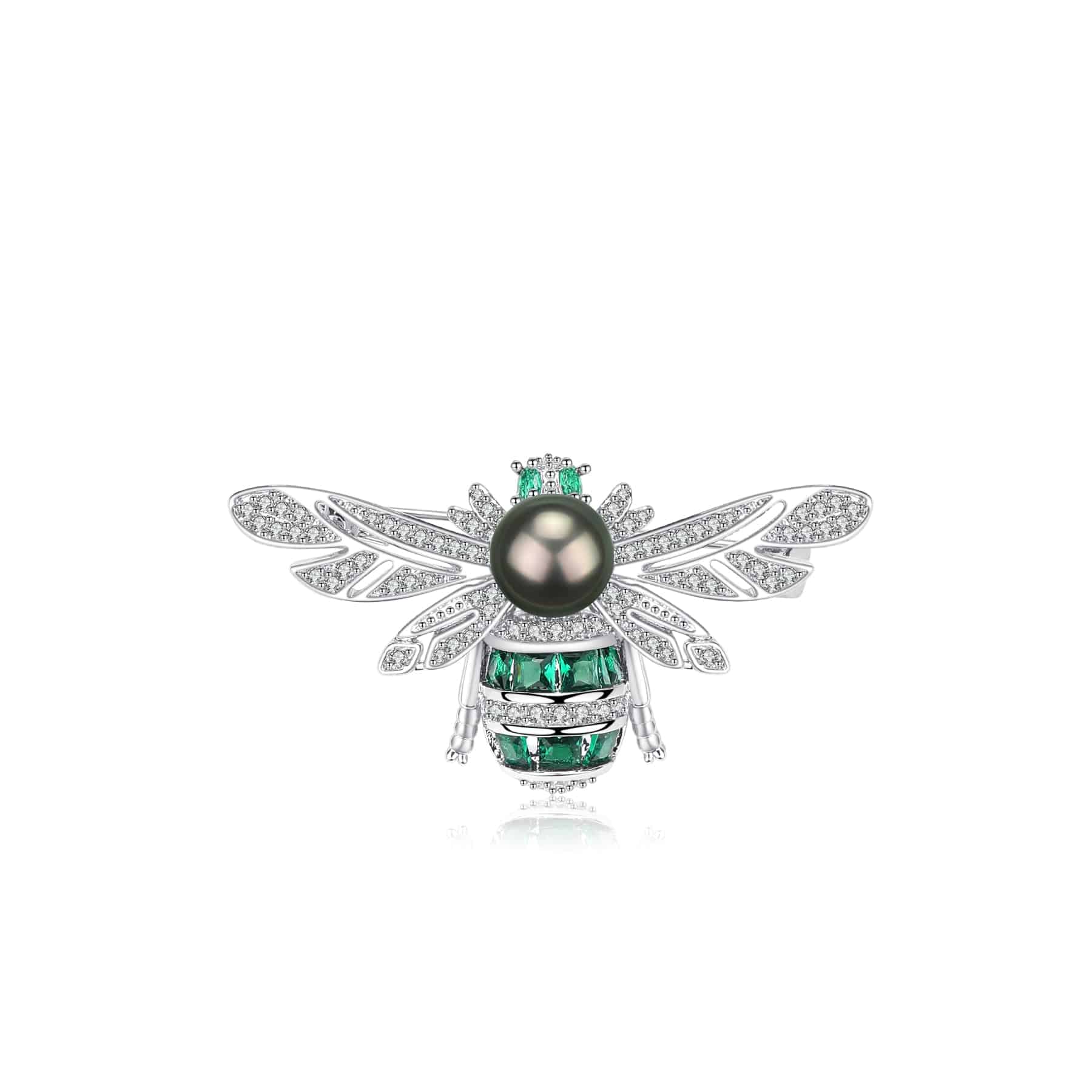 Sparkling Bee Tahitian Pearl & Cubic Zirconia Brooch